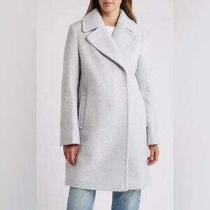 Sam Edelman Bouclé Swing Coat Silver Grey M NWOT